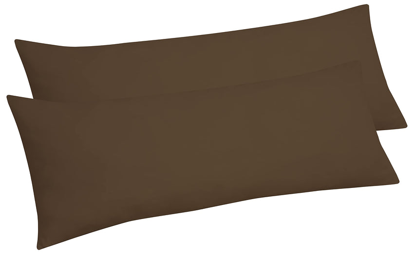 Royale Linens Body Pillow Cover - Double Brushed 1800 Microfiber - 20"x54" with Hidden Zipper Closure - Wrinkle & Fade Resistant - Super Soft Body Pillowcase 2 Pack (Chocolate, Pack of 2)