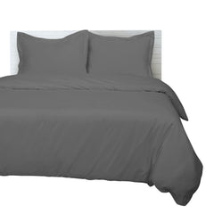 ROYALE Grey Duvet Cover Queen Size - Washed Duvet Cover Set, 3 Piece Double Brushed Duvet Covers with Button Closure - 1 Duvet Cover 90x90 inches and 2 Pillow Shams - Comforter Cover