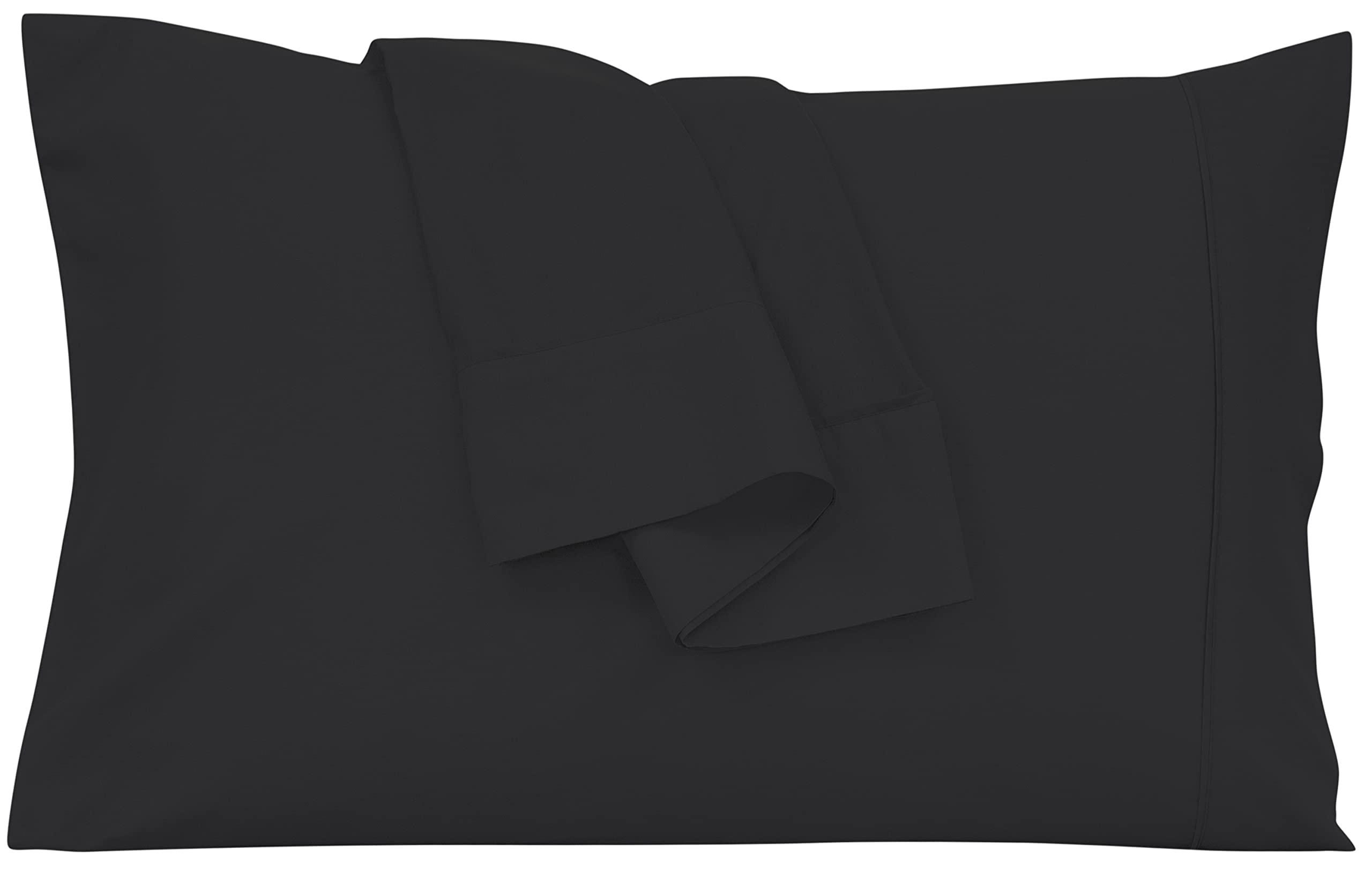 Royale Linens Pillowcase Set of 2 - Bed Pillow Cover - Black Pillowcases - 1800 Brushed Microfiber, Wrinkle & Fade Resistant - Soft & Cozy- Pillow Case ( Black)