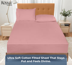 Royale Linens 100% Organic Cotton Percale Weave Super Soft Deep Pocket Bottom Sheets Elastic Sheet Fitted Sheets Only