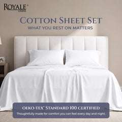 Royale Linens 300 Thread Count 100% Cotton Sheet Set - White