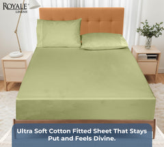 Royale Linens 100% Organic Cotton Percale Weave Super Soft Deep Pocket Bottom Sheets Elastic Sheet Fitted Sheets Only