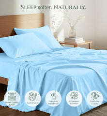 144TC cotton flat sheet Lake Blue