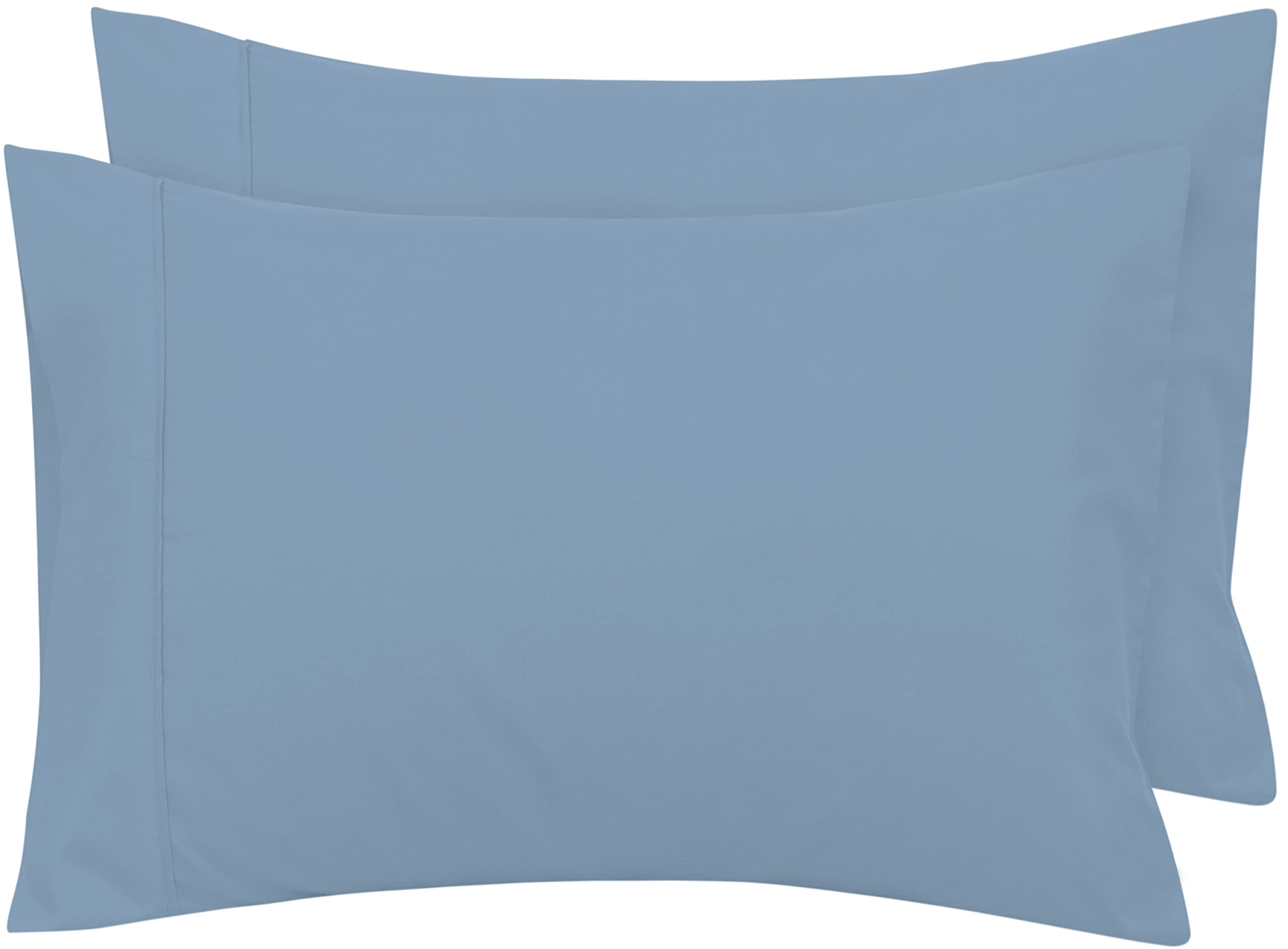 Royale Linens Pillowcase Set of 2 - Bed Pillow Cover - Lake Blue Pillowcases - 1800 Brushed Microfiber, Wrinkle & Fade Resistant - Soft & Cozy-Pillow Case ( Lake Blue)