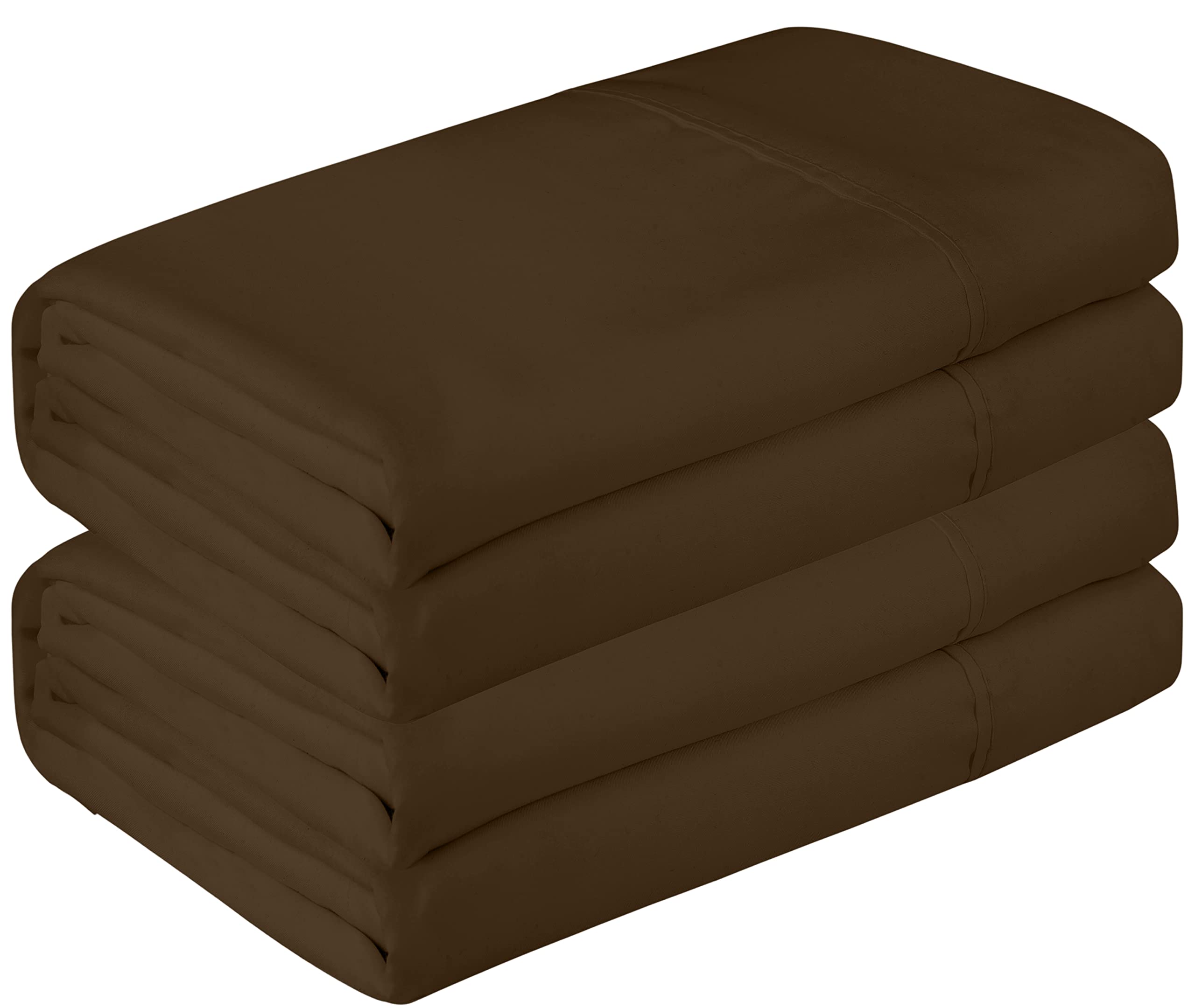 Royale Linen 2 Pack Bulk Flat Sheet Set - Top Sheet - Soft 1800 Microfiber - Wrinkle & Stain Resistant - for Hotel, Massage Table, Hospital, Dorm - Queen Flat Sheet Sold Separately (Queen, Chocolate)