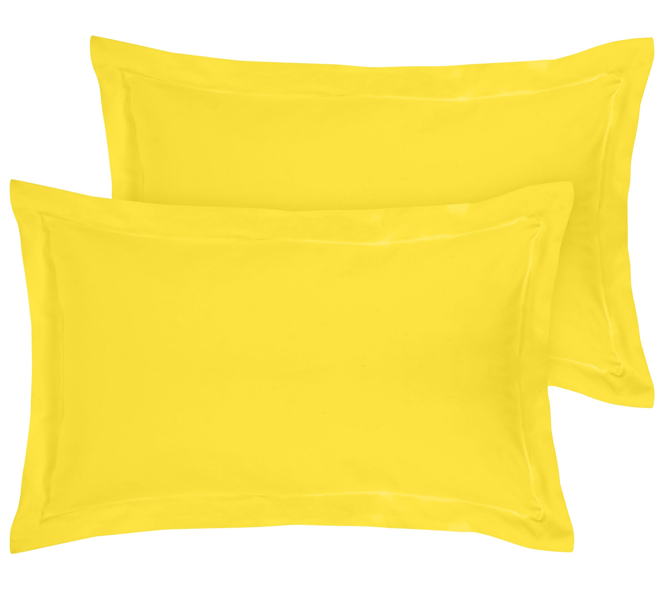 Royale Linens Pillow Shams 2 Pack Queen Size 20x30 Inch - Brushed 1800 Microfiber - Bed Pillow Shams, Wrinkle & Fade Resistant Soft and Cozy - Back Overlap Closure - Oxford Pillowcase (Queen, Yellow)