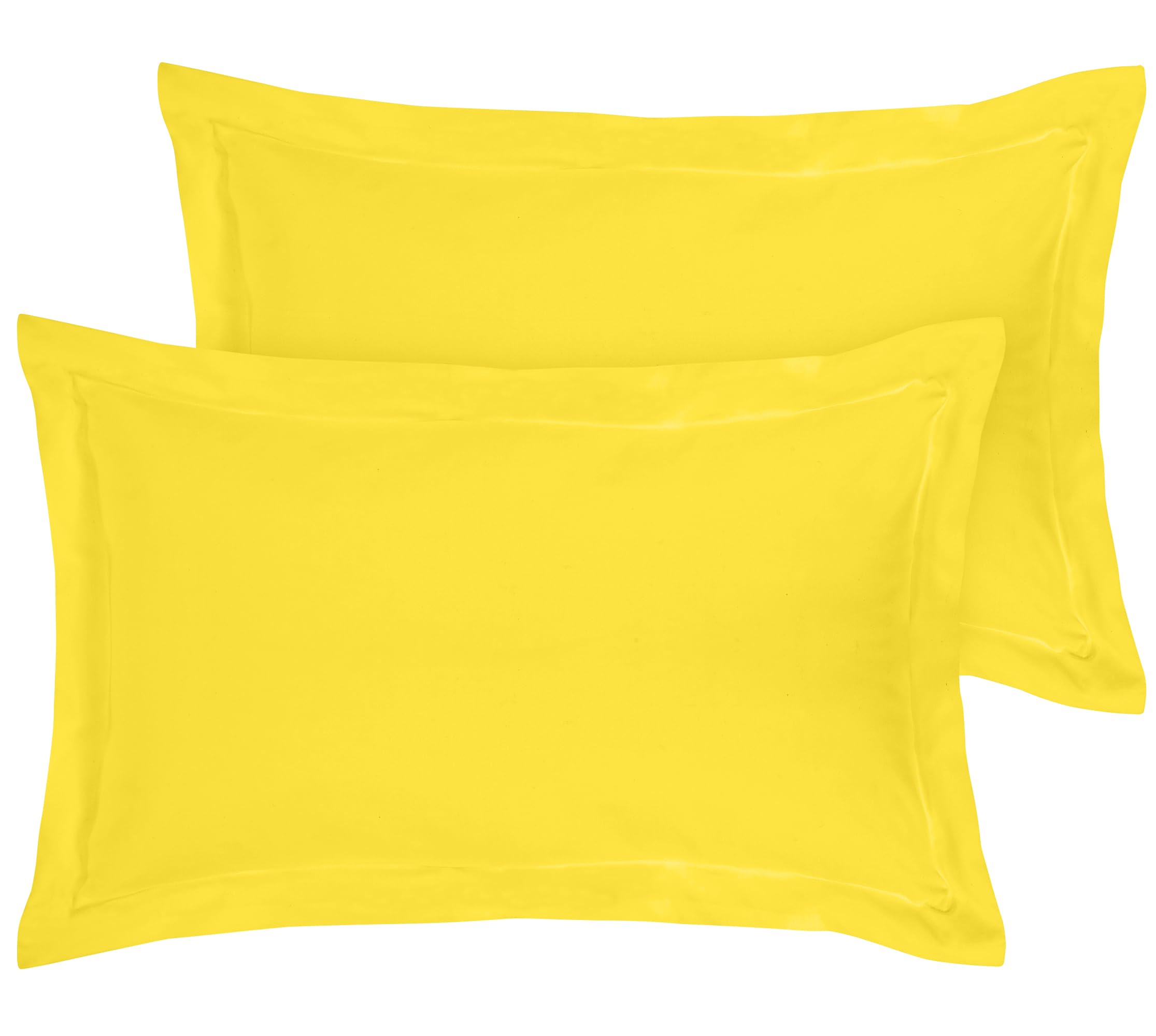 Royale Linens Pillow Shams 2 Pack - Brushed 1800 Microfiber - Bed Pillow Shams, Wrinkle & Fade Resistant Soft and Cozy - Back Overlap Closure - Oxford Pillowcase (Yellow)