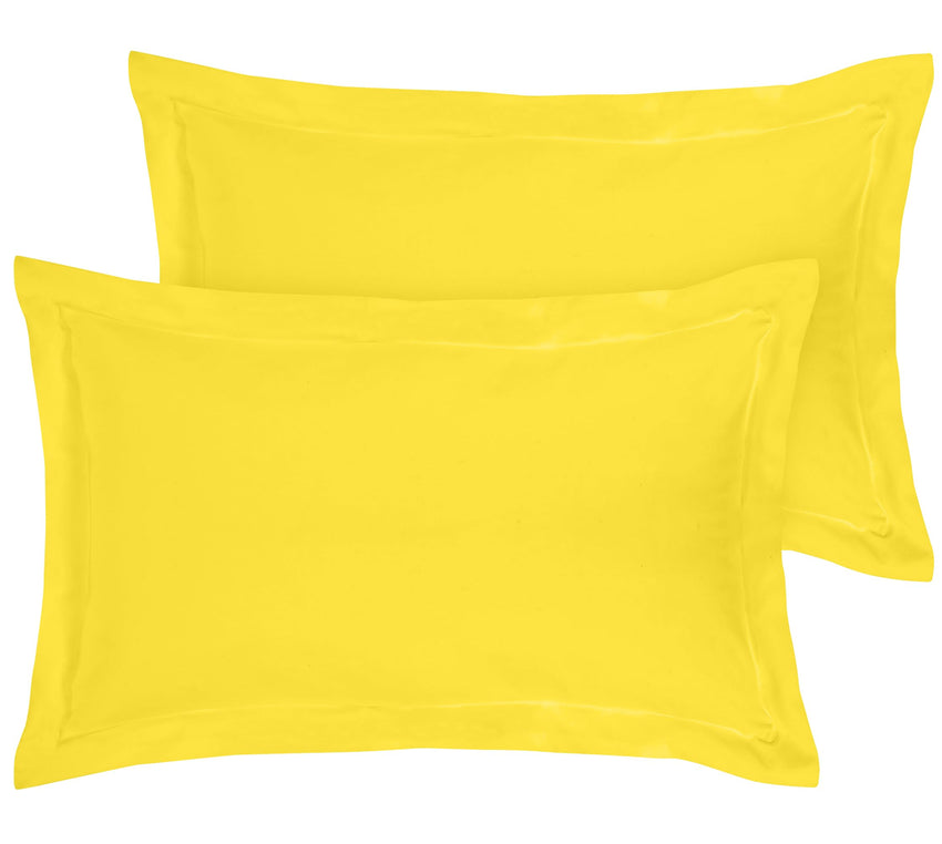 Royale Linens Pillow Shams 2 Pack Queen Size 20x30 Inch - Brushed 1800 Microfiber - Bed Pillow Shams, Wrinkle & Fade Resistant Soft and Cozy - Back Overlap Closure - Oxford Pillowcase (Queen, Yellow)