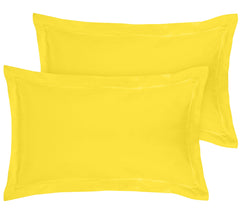 Royale Linens Pillow Shams 2 Pack Queen Size 20x30 Inch - Brushed 1800 Microfiber - Bed Pillow Shams, Wrinkle & Fade Resistant Soft and Cozy - Back Overlap Closure - Oxford Pillowcase (Queen, Yellow)