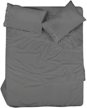 ROYALE LINENS - 4 Piece Bed Sheet - Soft Brushed Microfiber 1800 Bedding Set - 1 Fitted Sheet, 1 Flat Sheet, 2 Pillow case - Wrinkle & Fade Resistant Luxury Sheet Set (Grey)