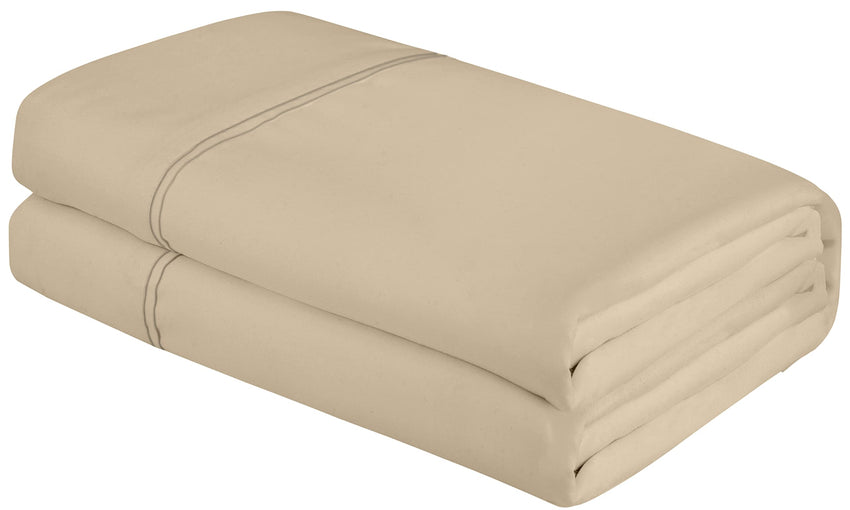 Royale Linens Queen Size Flat Sheet Only - Brushed 1800 Microfiber - Ultra Soft & Breathable - Wrinkle & Stain Resistant - Hotel Quality Flat Sheet Sold Separately - Top Sheet for Bed - (Queen, Sand)