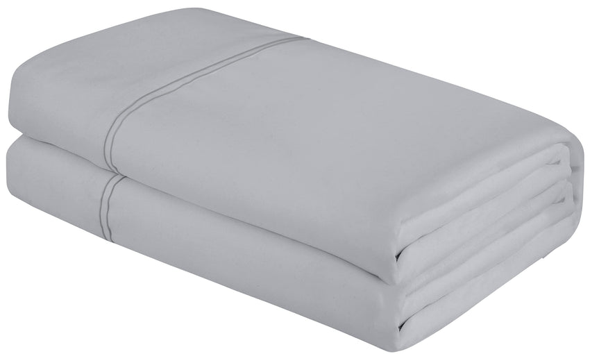 Royale Linens Queen Size Flat Sheet Only - Brushed 1800 Microfiber - Ultra Soft & Breathable - Wrinkle & Stain Resistant - Hotel Quality Flat Sheet Sold Separately - Top Sheet for Bed (Queen, Silver)