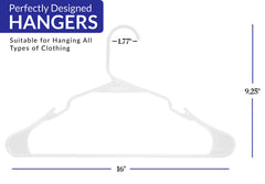 ROYALE 20 Pack White Plastic Hangers For Clothes - Heavy Duty Plastic Clothes Hanger Ideal For Everyday Standard Use - Lightweight & Space Saving Notched Plastic Hangers - Slim & Sleek Shoulder Groove