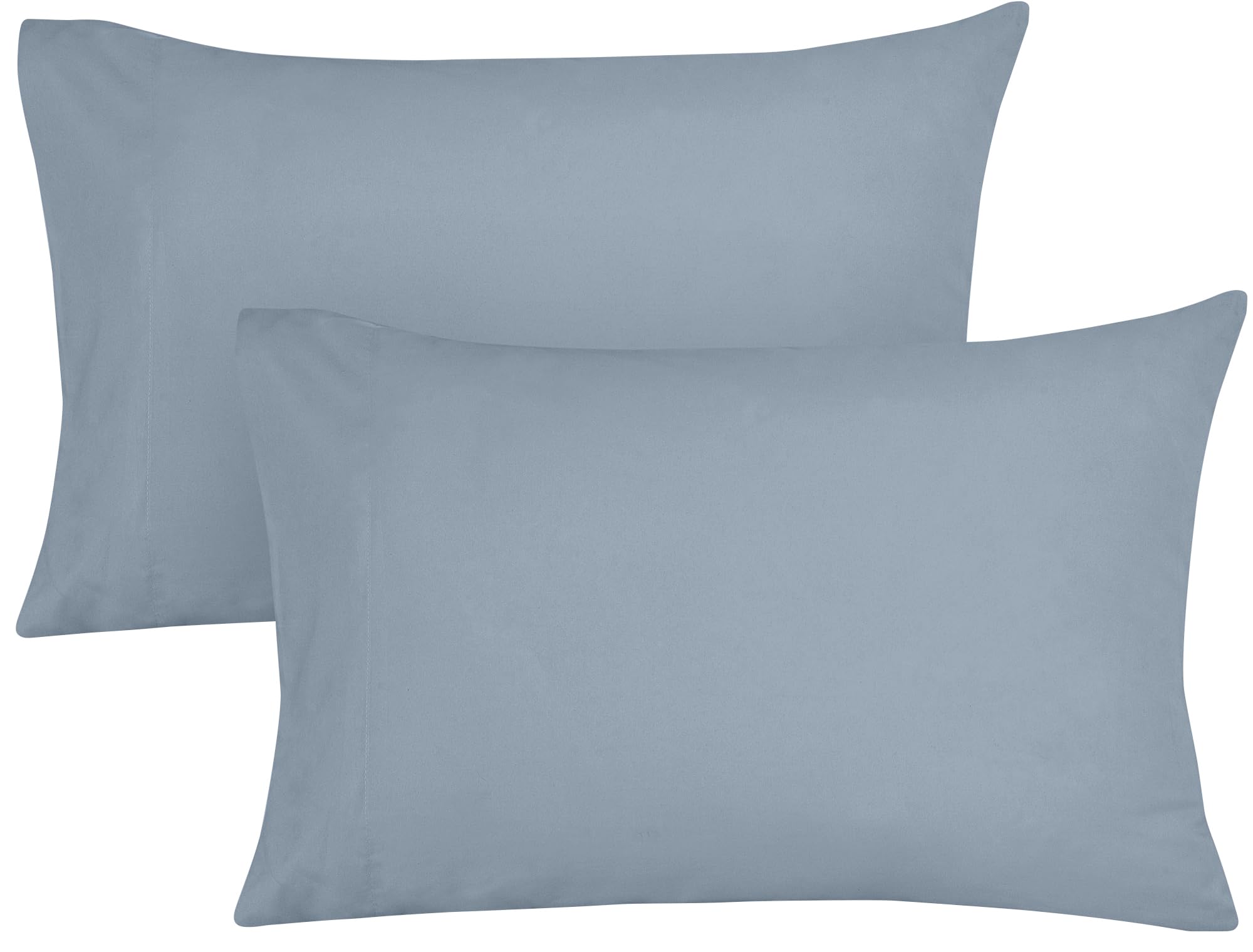 ROYALE LINENS 300 Thread Count 100% Long Staple Combed Cotton Pillowcases Set of 2 - Ultra Soft - Queen Bed Pillow Cover - 20"x30" - Breathable, Cool & Crisp Percale Pillow Cases (Queen, Lake Blue)