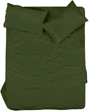 ROYALE LINENS - 4 Piece Bed Sheet - Soft Brushed Microfiber 1800 Bedding Set - 1 Fitted Sheet, 1 Flat Sheet, 2 Pillowcase -Wrinkle & Fade Resistant Luxury Sheet Set (Hunter Green)