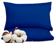 ROYALE LINENS 300 Thread Count 100% Long Staple Combed Cotton Pillowcases Set of 2 - Ultra Soft - Bed Pillow Cover -  - Breathable, Cool & Crisp Percale Pillow Cases (Dark Navy)