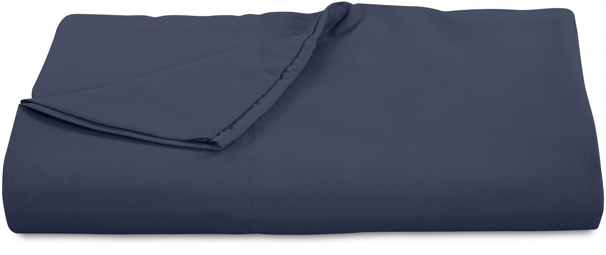 Royale Linens 300 Thread Count 100% Long Staple Combed Cotton Flat Sheet - Super Soft - Top Sheet - Flat Sheet Sold Separately - Breathable, Cool & Crisp Percale Flat Sheet Only ( Navy)