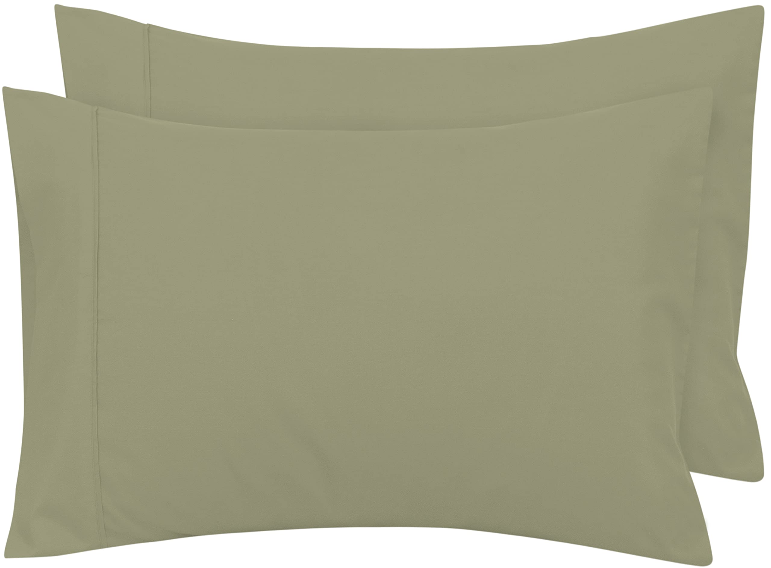 Royale Linens Pillowcase Set of 2 - Bed Pillow Cover - Sage Green Pillowcases - 1800 Brushed Microfiber, Wrinkle & Fade Resistant - Soft & Cozy- Pillow Case (Sage)