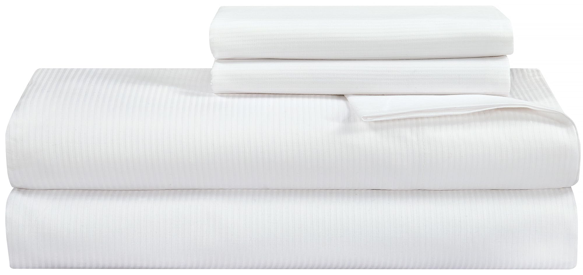 ROYALE LINENS 300 Thread Count 100% Long Staple Combed Cotton Sheet Set - 4 Piece Bed Sheet 1 Fitted Sheet, 1 Flat Sheet, 2 Pillow Cases -Breathable Cool & Crisp Percale Sheet Set ( White)