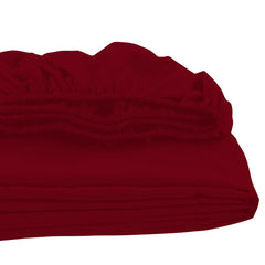 Royale Linens Fitted Sheet Queen - Brushed Hotel Quality 1800 Ultra-Soft Wrinkle & Fade Resistant - Bottom Sheet - Deep Pocket Stretches Up to 16" - Fitted Sheet Only - Elastic Sheet (Queen, Burgundy)