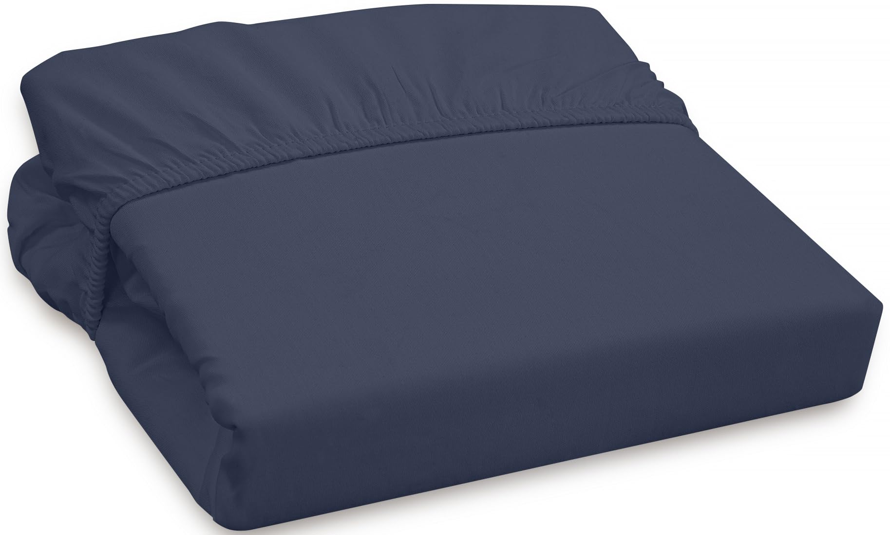 Royale Linens 300 Thread Count 100% Long Staple Combed Cotton Fitted Sheet - Super Soft Deep Pocket Bottom Sheet - Navy Fitted Sheet Queen Size -Queen Fitted Sheet Only - Elastic Sheet (Queen, Navy)