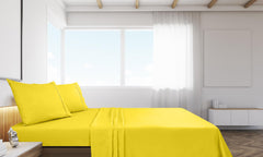 Royale Linen 2 Pack Bulk Flat Sheet - Top Sheet - Soft 1800 Microfiber - Wrinkle & Stain Resistant - for Hotel, Massage Table, Hospital, Dorm - Queen Flat Sheet Sold Separately (Queen, Yellow)