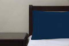 Royale Linens Queen Pillowcase Set of 2 - Bed Pillow Cover - 20" x 30" - Navy Pillowcases - 1800 Brushed Microfiber, Wrinkle & Fade Resistant - Soft & Cozy- Queen Size Pillow Case (Queen, Navy)