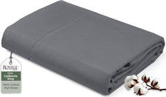 Royale Linens 200 Thread Count 100% Long Staple Combed Cotton Flat Sheet - Super Soft - Top Sheet - Queen Sold Separately - Breathable, Cool & Crisp Percale Flat Sheet Only (Queen, Charcoal)