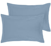 Royale Linens Pillow Shams 2 Pack - Brushed 1800 Microfiber - Bed Pillow Shams Wrinkle Resistant Super Soft and Cozy- Back Overlap Closure- Oxford Pillow Case (Lake Blue)