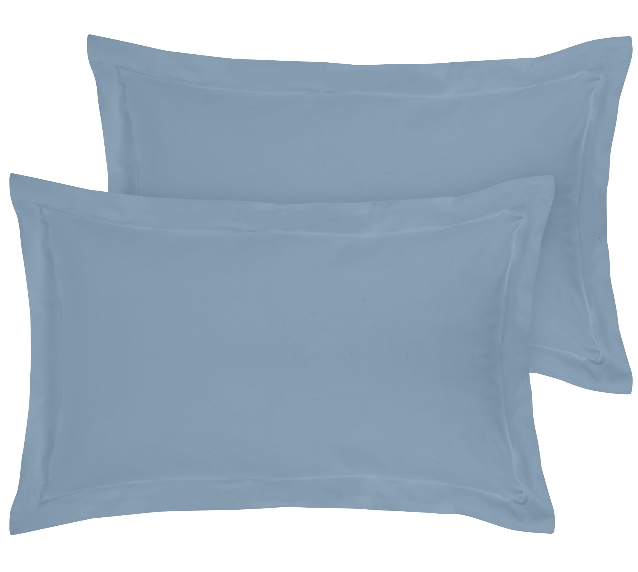 Royale Linens Pillow Shams 2 Pack - Brushed 1800 Microfiber - Bed Pillow Shams Wrinkle Resistant Super Soft and Cozy- Back Overlap Closure- Oxford Pillow Case (Lake Blue)