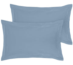 Royale Linens Pillow Shams 2 Pack Queen Size 20x30 Inch - Brushed 1800 Microfiber - Bed Pillow Shams Wrinkle Resistant Super Soft and Cozy- Back Overlap Closure- Oxford Pillow Case (Queen, Lake Blue)