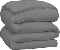 ROYALE Queen Comforter - All Season Down Alternative Bedding Comforter - Lightweight Quilted Comforter with Corner Tabs - Ultra Soft Luxury Hotel Comforter - Box Stitched Duvet Insert (Queen, Grey)