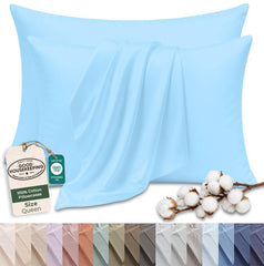 144TC cotton pillowcases Lake Blue