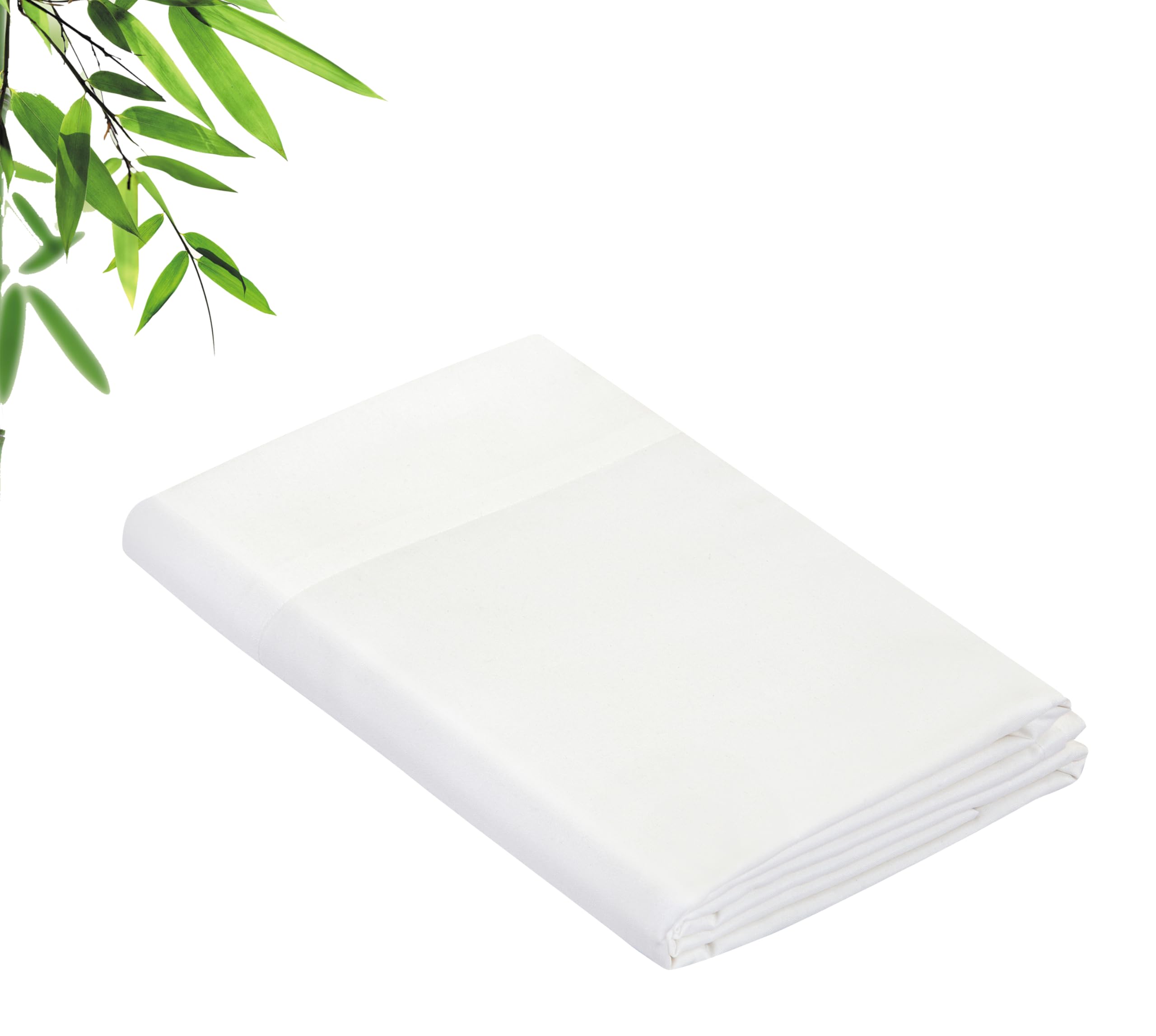 Royale Linens Bamboo Viscose Flat Sheets Only - Cooling Sheets - Organic Viscose Derived from Bamboo - Flat Sheet Only - Top Sheet - Breathable & Silky Bedding (White)