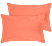 Royale Linens Pillow Shams 2 Pack - Brushed 1800 Microfiber - Bed Pillow Shams, Wrinkle Resistant Super Soft and Cozy - Back Overlap Closure - Oxford Pillowcases (Coral)
