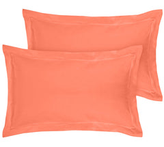 Royale Linens Pillow Shams 2 Pack Queen Size 20x30 Inch - Brushed 1800 Microfiber - Bed Pillow Shams, Wrinkle Resistant Super Soft and Cozy - Back Overlap Closure - Oxford Pillowcases (Queen, Coral)