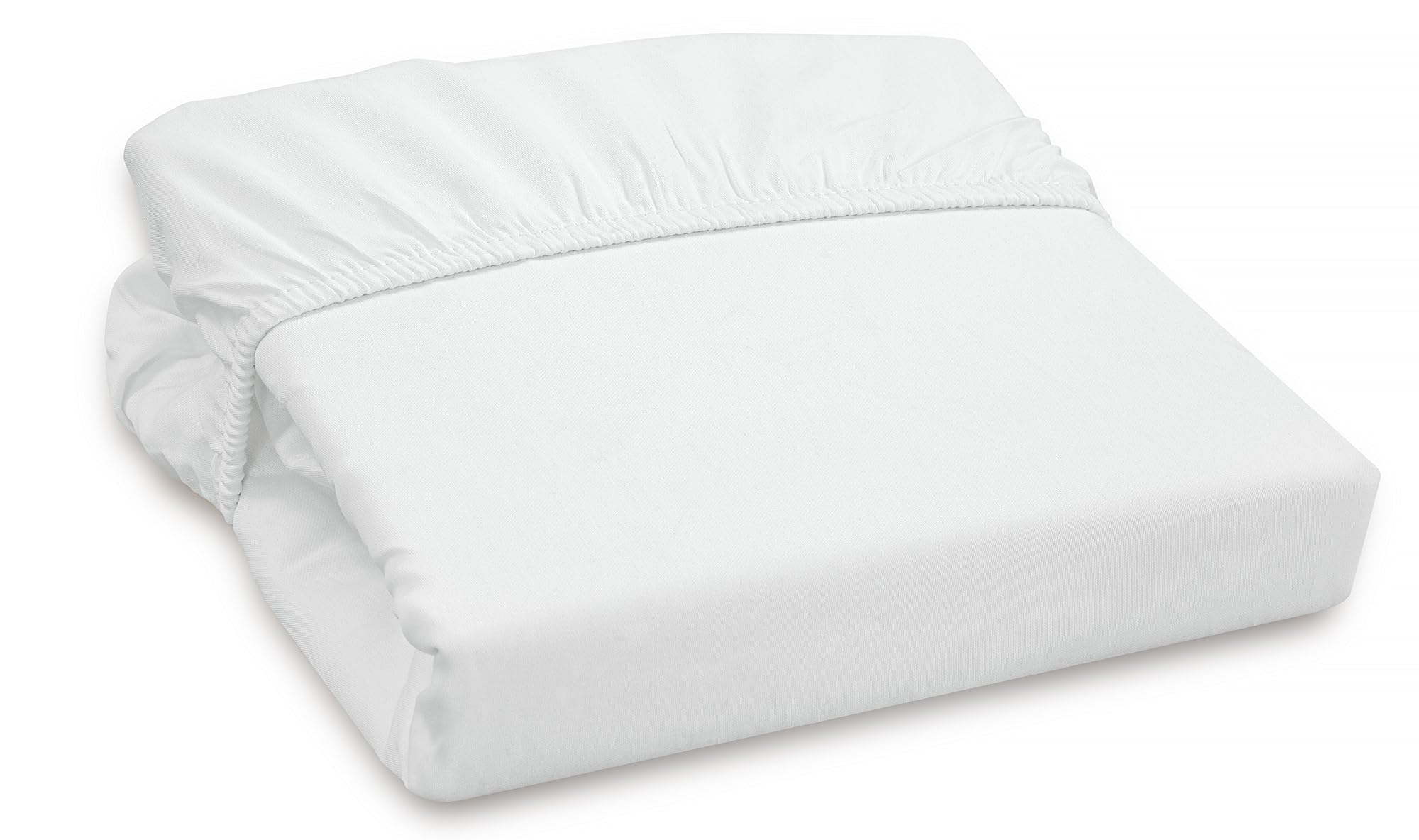 ROYALE LINENS 300 Thread Count 100% Long Staple Combed Cotton Fitted Sheet - Super Soft Deep Pocket Bottom Sheet - White Fitted Sheet  -Fitted Sheet Only - Elastic Sheet (White)