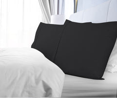 Royale Linens Queen Pillowcase Set of 2 - Bed Pillow Cover - 20" x 30" - Black Pillowcases - 1800 Brushed Microfiber, Wrinkle & Fade Resistant - Soft & Cozy- Queen Size Pillow Case (Queen, Black)