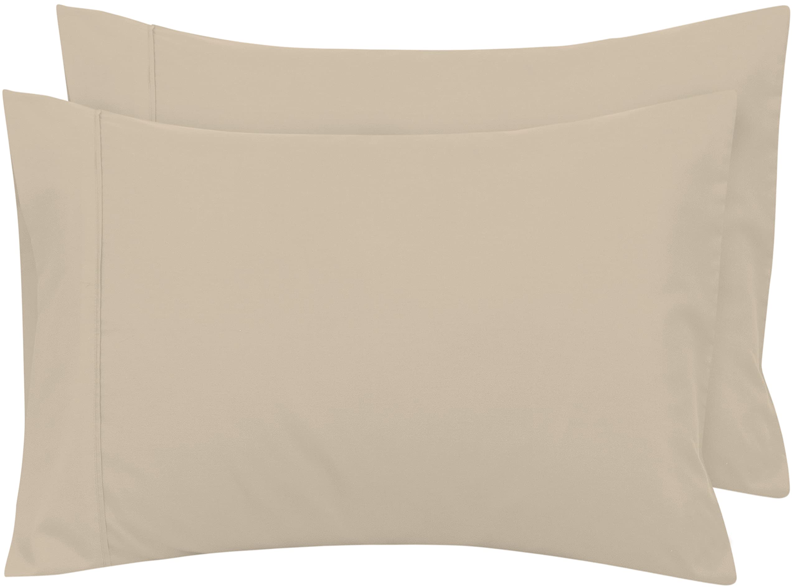 Royale Linens Queen Pillowcase Set of 2 - Bed Pillow Cover - 20" x 30" - Sand Pillowcases - 1800 Brushed Microfiber, Wrinkle & Fade Resistant - Soft & Cozy- Queen Size Pillow Case (Queen, Sand)