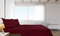 Royale Linen 2 Pack Bulk Flat Sheet Set - Top Sheet - Soft 1800 Microfiber - Wrinkle & Stain Resistant - for Hotel, Massage Table, Hospital, Dorm - Queen Flat Sheet Sold Separately (Queen, Burgundy)