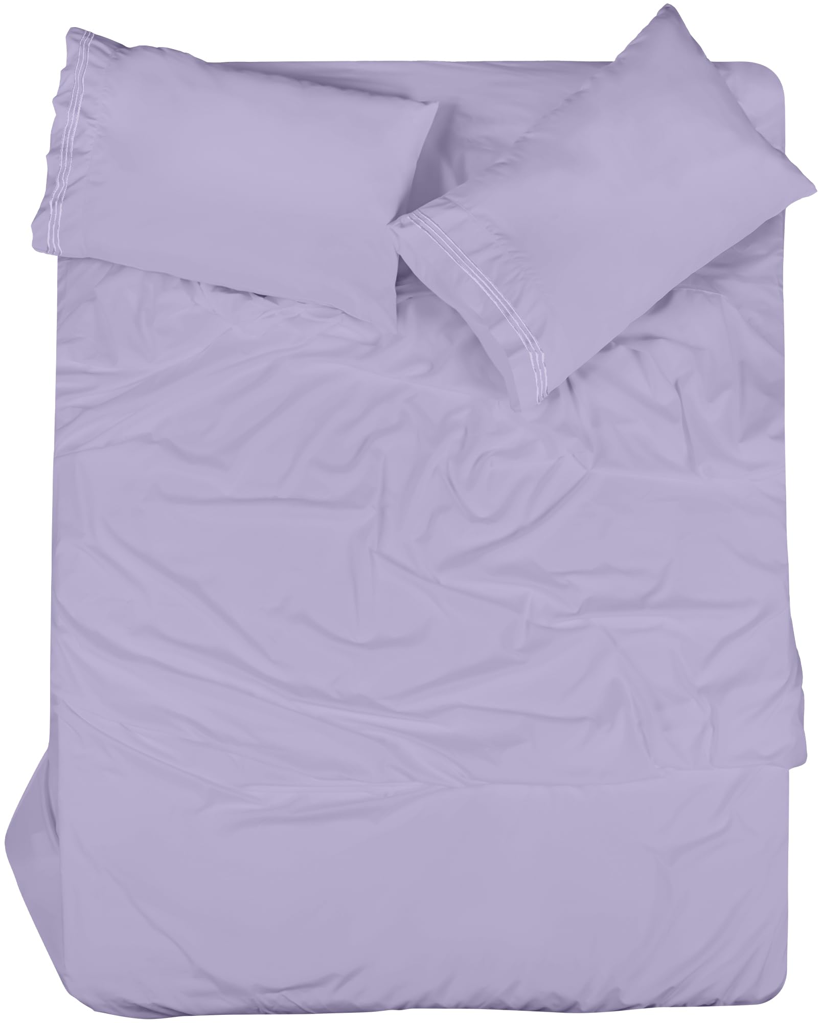 Royale Linens - 4 Piece Queen Bed Sheet - Soft Brushed Microfiber 1800 Bedding Set - 1 Fitted Sheet, 1 Flat Sheet, 2 Pillowcase - Wrinkle & Fade Resistant Luxury Queen Size Sheet Set (Lavender, Queen)