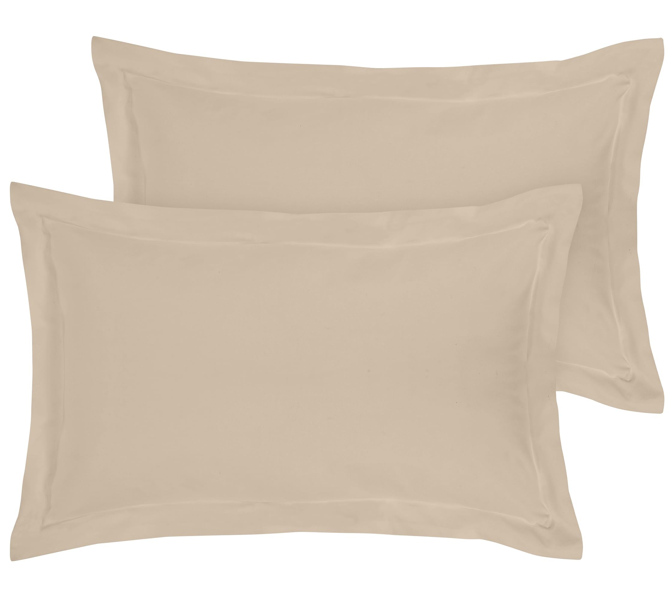 Royale Linens Pillow Shams 2 Pack Queen Size 20x30 Inch -Brushed 1800 Microfiber - Bed Pillow Shams Wrinkle & Fade Resistant Super Soft and Cozy -Back Overlap Closure - Oxford Pillowcase (Queen, Sand)