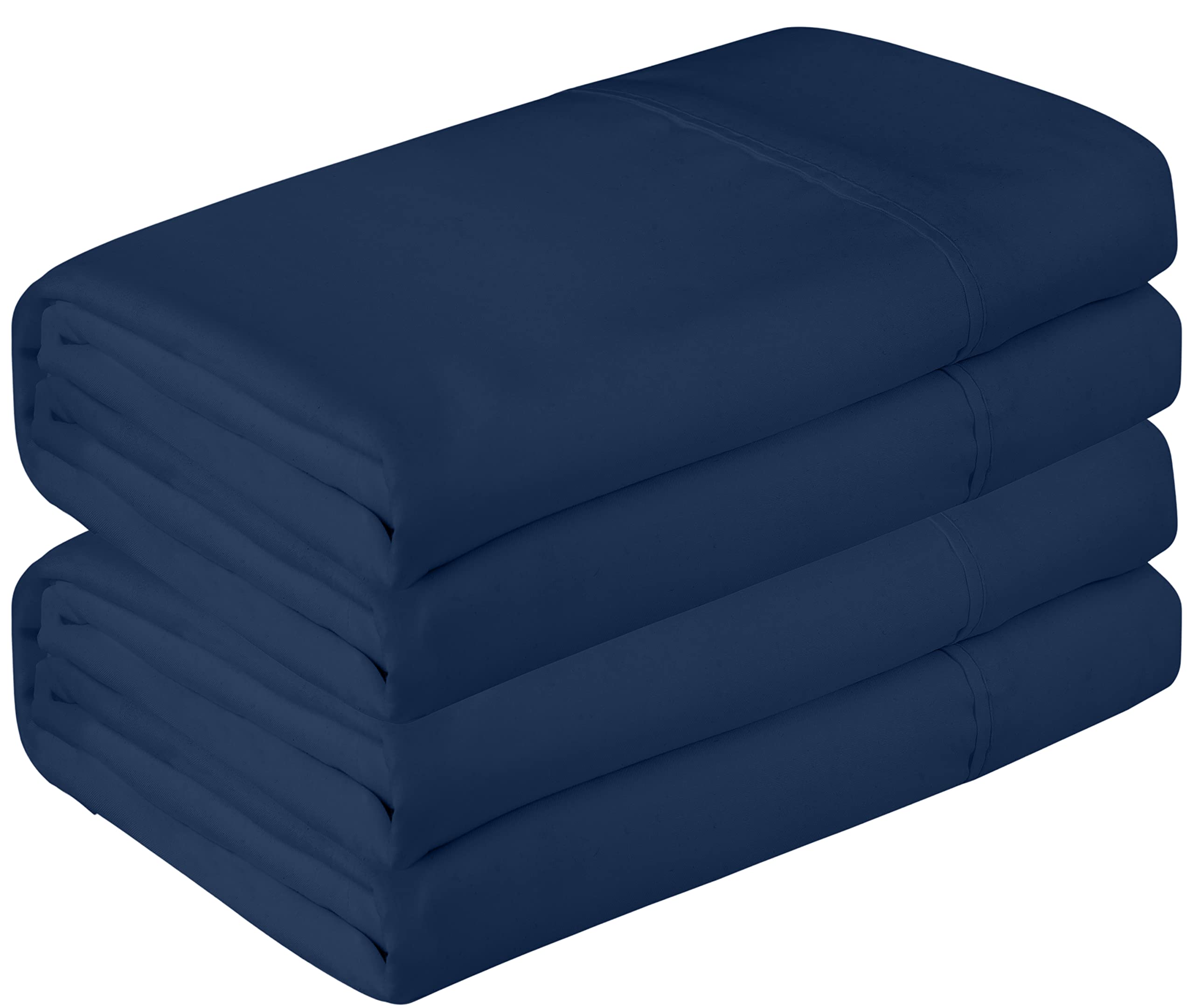 Royale Linen 2 Pack Bulk Flat Sheet Set - Top Sheet - Soft 1800 Microfiber - Wrinkle & Stain Resistant - for Hotel, Massage Table, Hospital, Dorm - Flat Sheet Sold Separately (Navy)