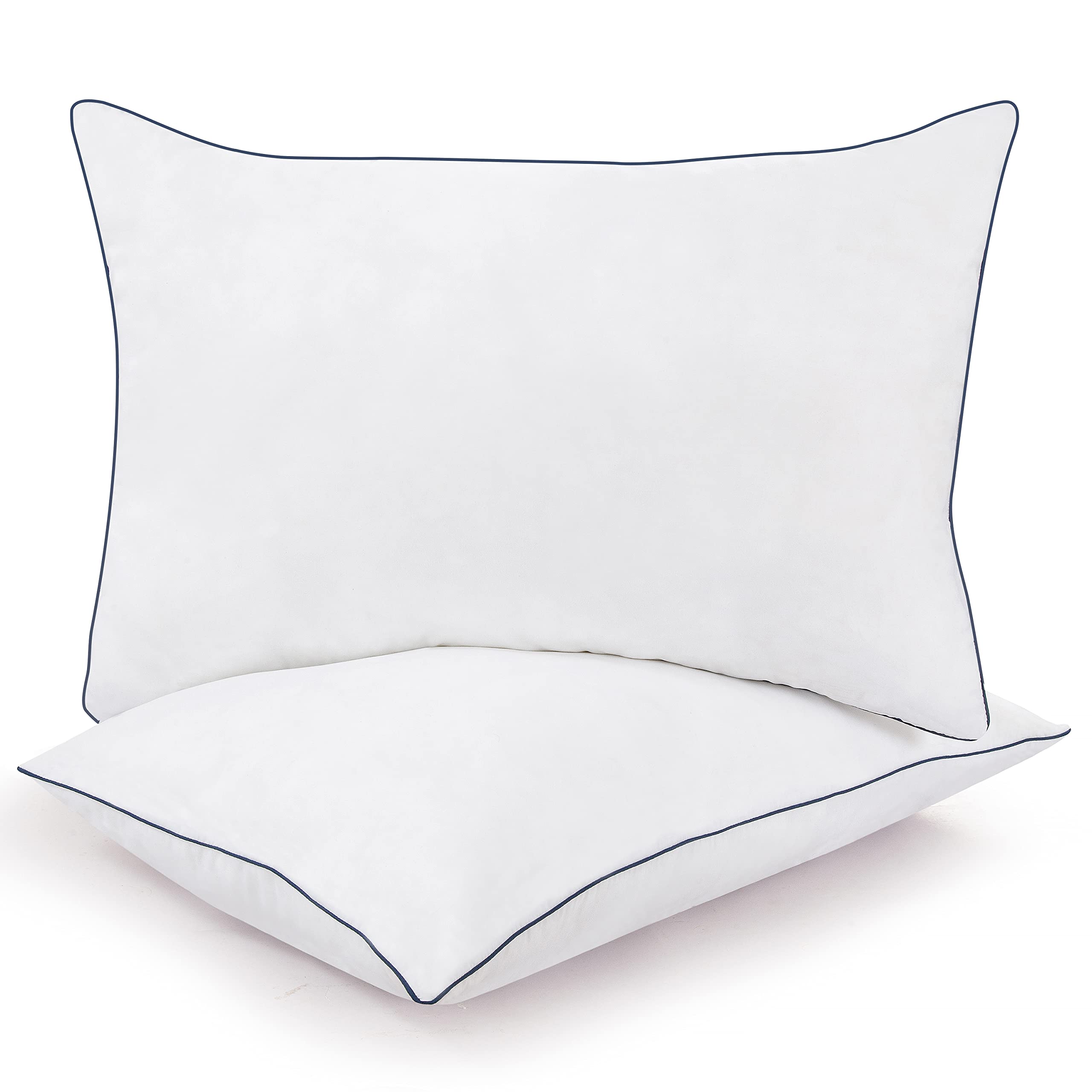 ROYALE LINENS Pillows Size Set of 2 - Bed Pillows for Sleeping - Piping Pillow for Back, Stomach or Side Sleepers - Down Alternative Pillows - Soft Hotel Quality (Pack of 2)
