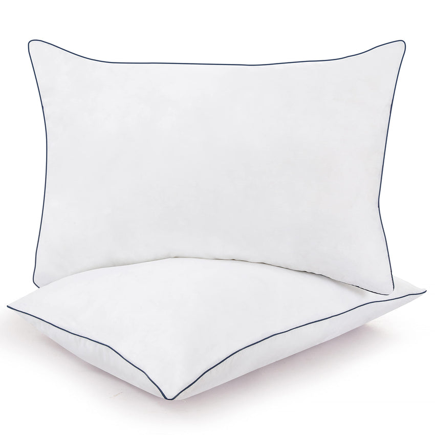 ROYALE LINENS Pillows Queen Size Set of 2 - Bed Pillows for Sleeping - Piping Pillow for Back, Stomach or Side Sleepers - Down Alternative Queen Pillows - Soft Hotel Quality (20x30 Inches, Pack of 2)