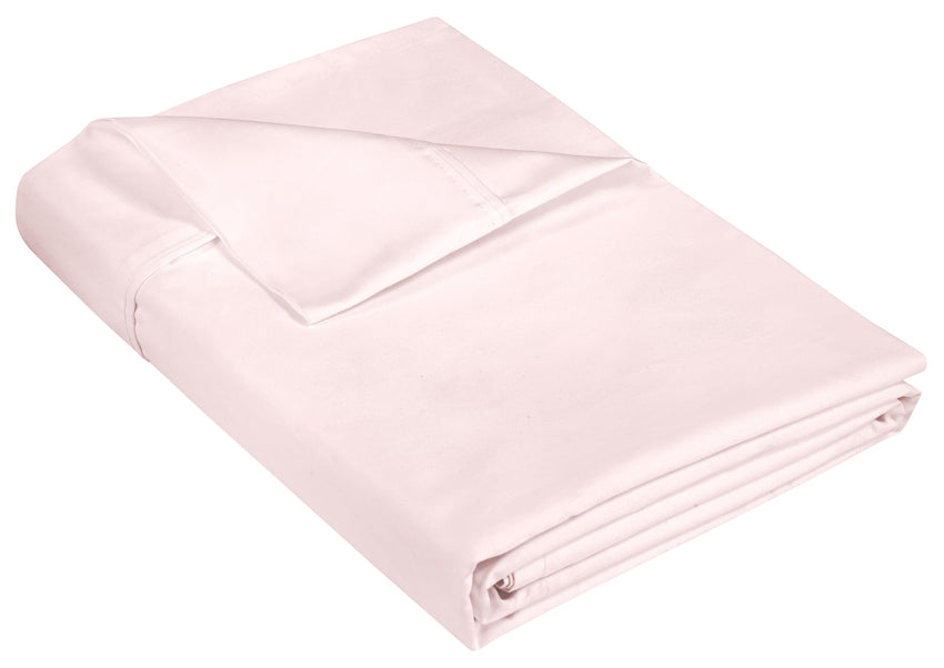 400 Thread Count 100% American Grown Cotton Flat Sheet - Cooling Sheets - Queen Sheets - Luxury Sateen Weave - Queen Flat Sheet Sold Separately - Soft Pink Flat Sheet Only (Queen, Kyoto Blush)