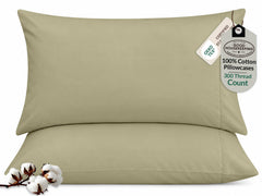 ROYALE LINENS 300 thread Count 100% Long Staple Combed Cotton Pillowcases Set Of 2 - Ultra Soft - Queen Bed Pillow Cover - 20"x30" - Breathable, Cool & Crisp Percale White Pillow Cases