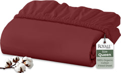 Royale Linens 200 thread count cotton fitted sheet - Red - Queen