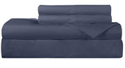 ROYALE LINENS 300 Thread Count 100% Long Staple Combed Cotton Sheet Set - 4 Piece Bed Sheet 1 Fitted Sheet, 1 Flat Sheet, 2 Pillow Case - Breathable, Cool & Crisp Percale Sheet Set (Navy)