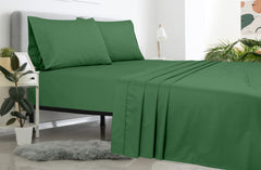 Royale Linen 2 Pack Bulk Flat Sheet - Top Sheet - Soft 1800 Microfiber - Wrinkle & Stain Resistant - for Hotel, Massage Table, Hospital, Dorm - Queen Flat Sheet Sold Separately (Queen, Hunter Green)